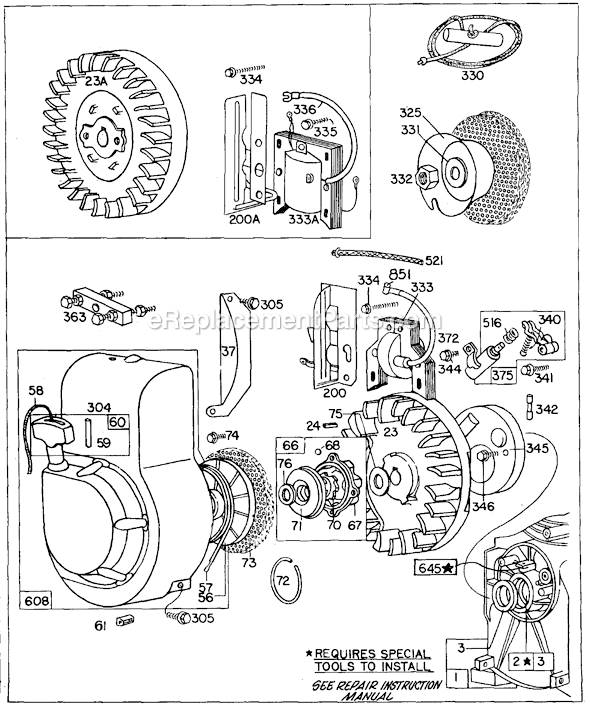 Page B Diagram and Parts List for 80100SERIES  Briggs and Stratton Engine